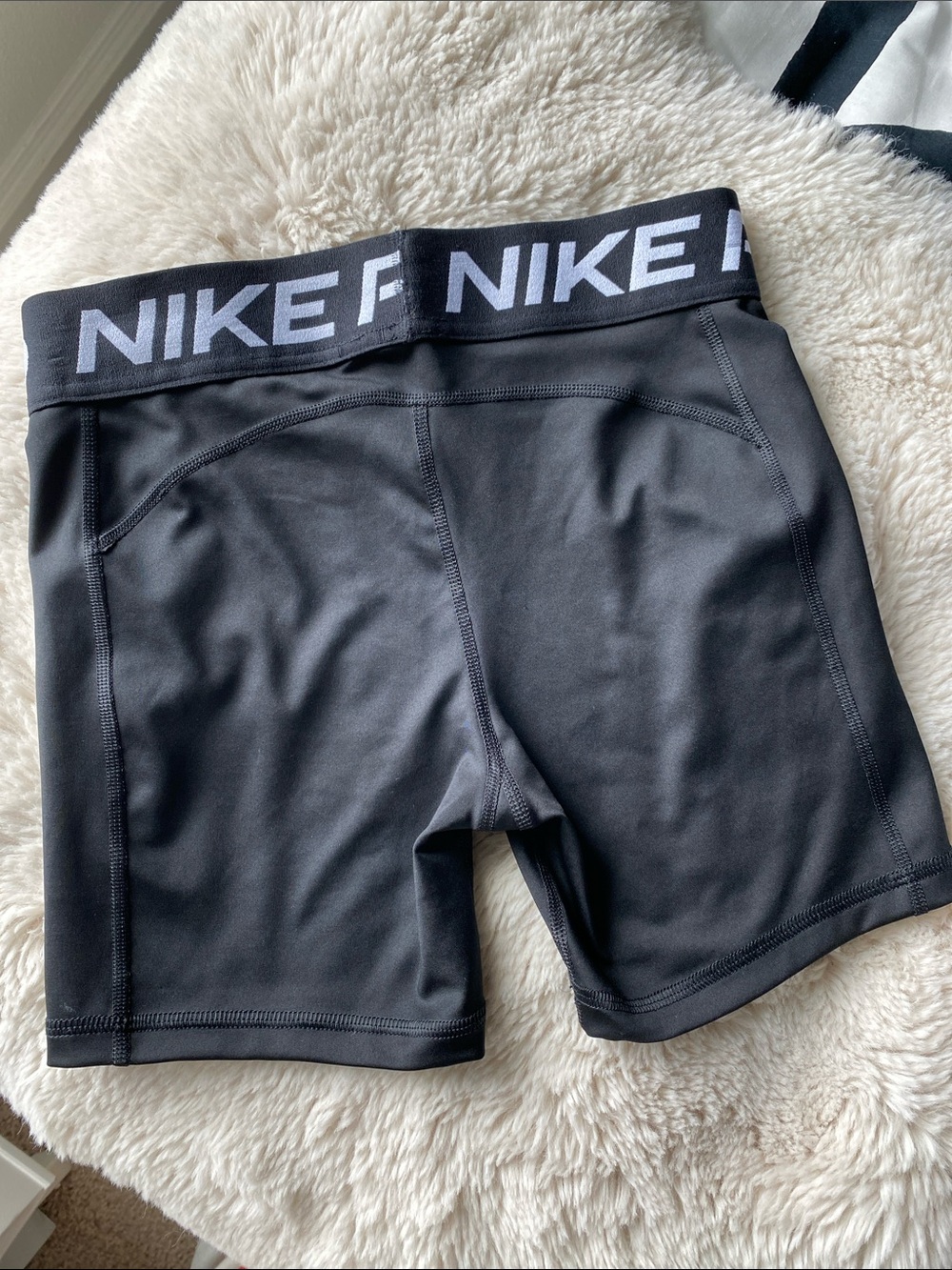 Nike Black Pro Compression Shorts with White Logo - Picture 2 of 6
